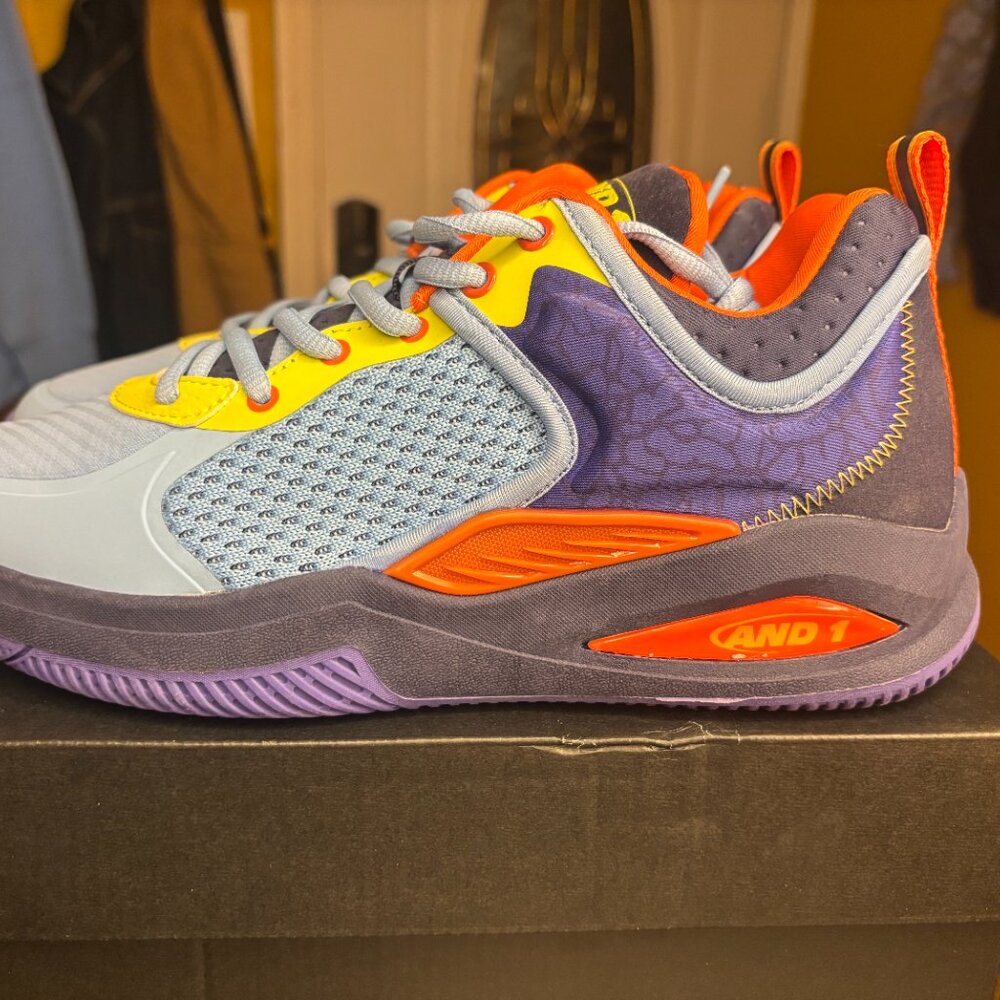 AND1 Delta TPR Basketball Sneakers Men’s 9 | Blue Purple Orange | New w/ Box - Picture 5 of 7
